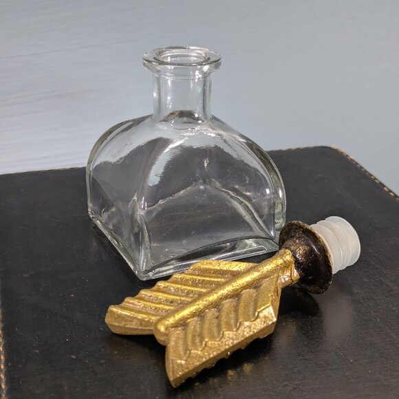 Vintage style glass large inkwell, decorative bottle with arrow stopper - Picture 3 of 8
